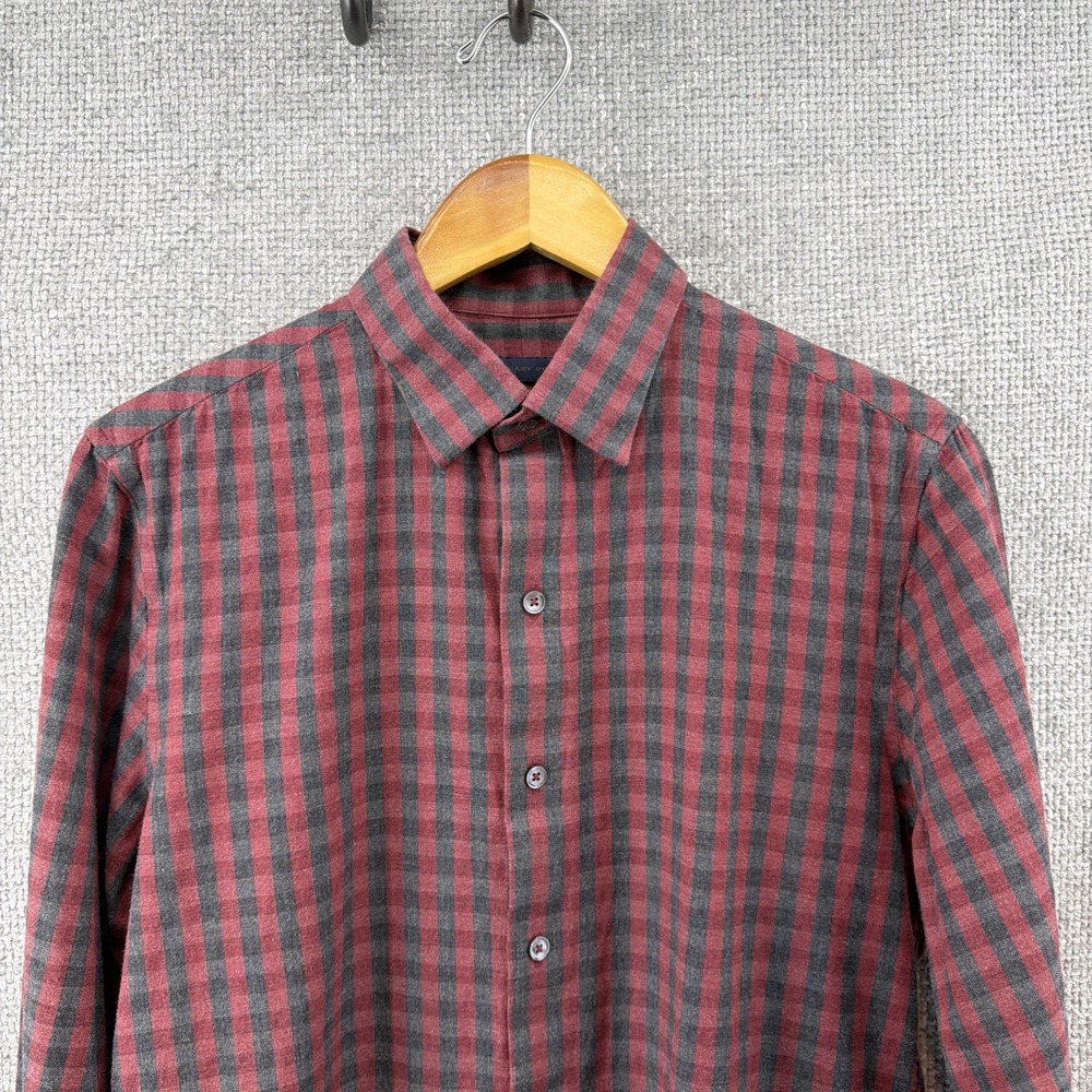Zachary Prell Brushed Cotton Mens‎ Med Red/Gray Plaid Button UP Shirt Classic